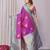 Pink silk blend zari butta weaving banarasi saree with contrast pallu and blouse