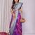 Pink silk blend zari butta weaving banarasi saree with contrast pallu and blouse