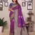 Magenta silk blend zari butta weaving banarasi saree with contrast pallu and blouse