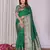 Pine green silk blend zari jacquard weaving banarasi saree with zari weaving border
