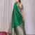 Pine green silk blend zari jacquard weaving banarasi saree with zari weaving border