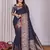 Navy blue silk blend zari jacquard weaving banarasi saree with zari weaving border