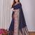 Navy blue silk blend zari jacquard weaving banarasi saree with zari weaving border