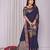 Navy blue silk blend zari jacquard weaving banarasi saree with zari weaving border