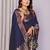 Navy blue silk blend zari jacquard weaving banarasi saree with zari weaving border