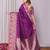 Purple silk blend zari jacquard weaving banarasi saree with zari weaving border