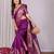 Purple silk blend zari jacquard weaving banarasi saree with zari weaving border