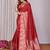Red silk blend zari jacquard weaving banarasi saree with zari weaving border