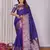 Royal blue silk blend zari jacquard weaving banarasi saree with zari weaving border