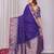 Royal blue silk blend zari jacquard weaving banarasi saree with zari weaving border