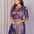 Royal blue silk blend zari jacquard weaving banarasi saree with zari weaving border