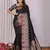 Black silk blend zari jacquard weaving banarasi saree with zari weaving border