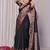 Black silk blend zari jacquard weaving banarasi saree with zari weaving border