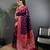 Purple silk blend paisley zari weaving banarasi saree with contrast border