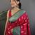 Red silk blend paisley zari weaving banarasi saree with contrast border