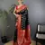 Black silk blend paisley zari weaving banarasi saree with contrast border