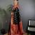 Black silk blend paisley zari weaving banarasi saree with contrast border