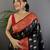 Black silk blend paisley zari weaving banarasi saree with contrast border