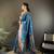 Royal blue silk blend copper zari weaving banarasi saree with contrast blouse