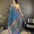 Royal blue silk blend copper zari weaving banarasi saree with contrast blouse