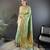 Light green silk blend copper zari weaving banarasi saree with contrast blouse
