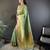 Light green silk blend copper zari weaving banarasi saree with contrast blouse
