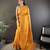 Orange silk blend copper zari weaving banarasi saree with contrast blouse