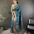 Blue silk blend copper zari weaving banarasi saree with contrast blouse