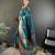 Blue silk blend copper zari weaving banarasi saree with contrast blouse