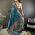 Blue silk blend copper zari weaving banarasi saree with contrast blouse
