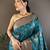 Blue silk blend copper zari weaving banarasi saree with contrast blouse