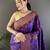 Purple silk blend copper zari weaving banarasi saree with contrast blouse
