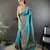 Teal green silk blend copper zari weaving banarasi saree with contrast blouse