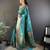 Teal green silk blend copper zari weaving banarasi saree with contrast blouse