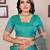 Teal green silk blend copper zari weaving banarasi saree with contrast blouse
