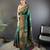 Dark green silk blend copper zari weaving banarasi saree with contrast blouse