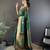 Dark green silk blend copper zari weaving banarasi saree with contrast blouse