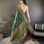 Dark green silk blend copper zari weaving banarasi saree with contrast blouse