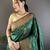 Dark green silk blend copper zari weaving banarasi saree with contrast blouse