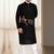 Black silk kurta churidar for men's