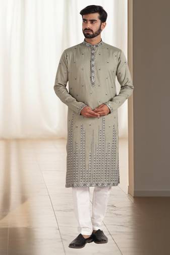 Mehandi cotton kurta churidar for mens
