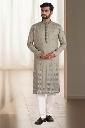 Mehandi cotton kurta churidar for mens