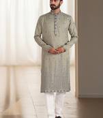 Mehandi cotton kurta churidar for mens