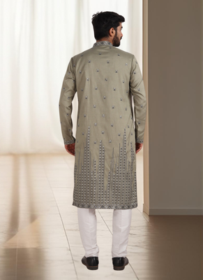 Mehandi cotton kurta churidar for mens 2