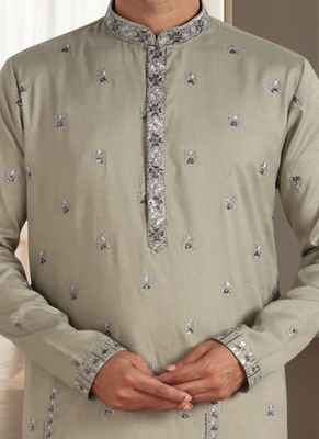 Mehandi cotton kurta churidar for mens 4