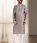 Grey cotton kurta churidar for mens