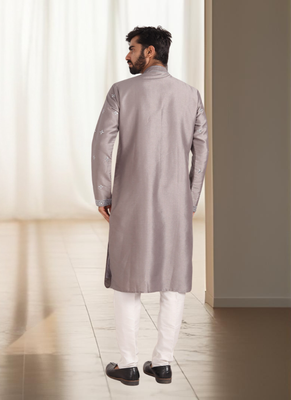 Grey cotton kurta churidar for mens 4