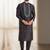 Black silk kurta churidar for men's