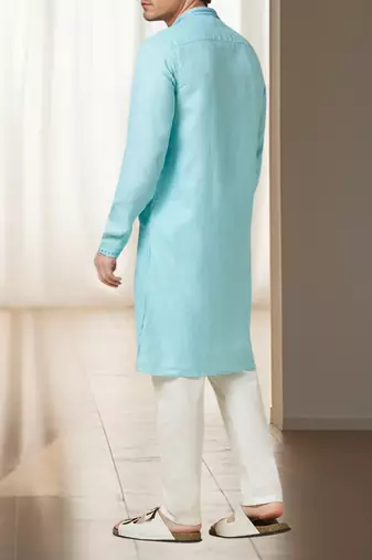 Sky blue cotton kurta for mens
