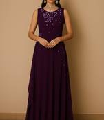 Purple sequins georgette dress